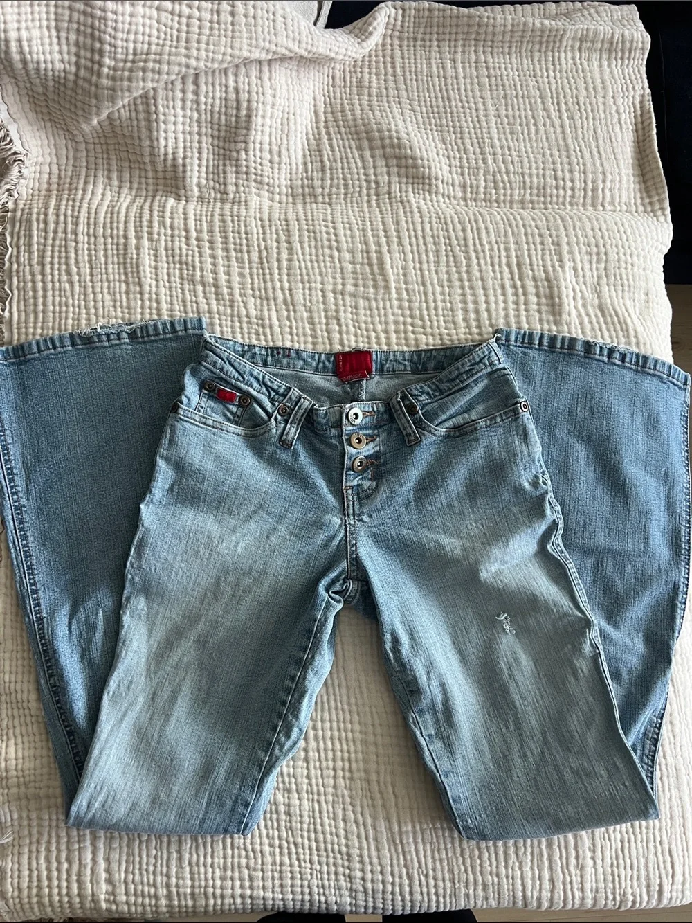 Y2K Light Blue Button-Fly low rise Tilt Jeans - Picture 3 of 12